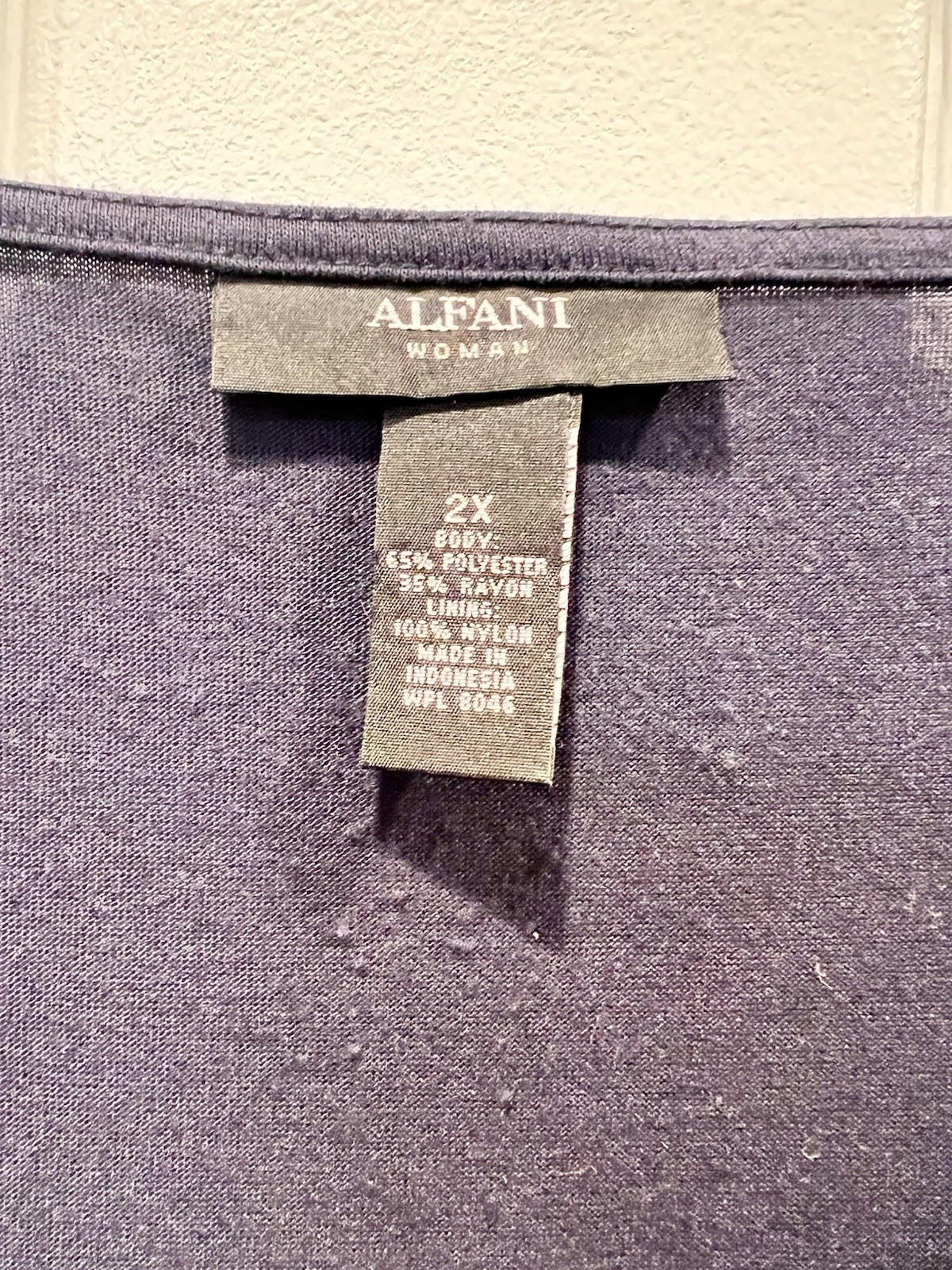 Alfani Navy Solid Sequin Scoop Neck Sleeveless Tank Polyester/Rayon 2X