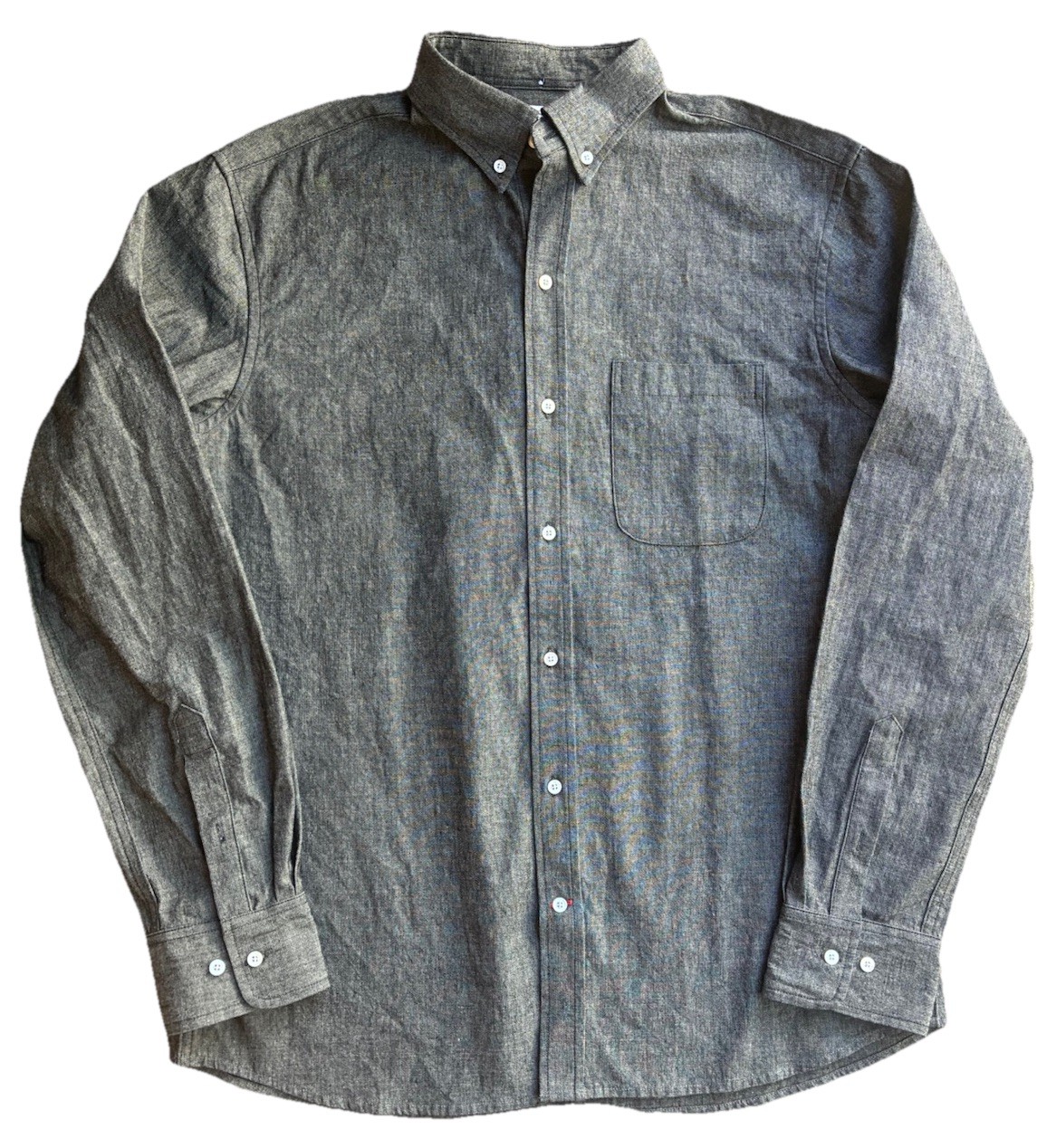 Gustin Shirt Mens 2XL Button-Down Dark Gray Lightweight Denim Long Sleeve