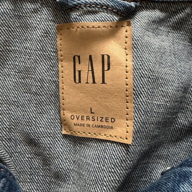 Gap Women’s Mid-Thigh Oversized Denim Jean Jacket Size L Blue 31″ Length NWT