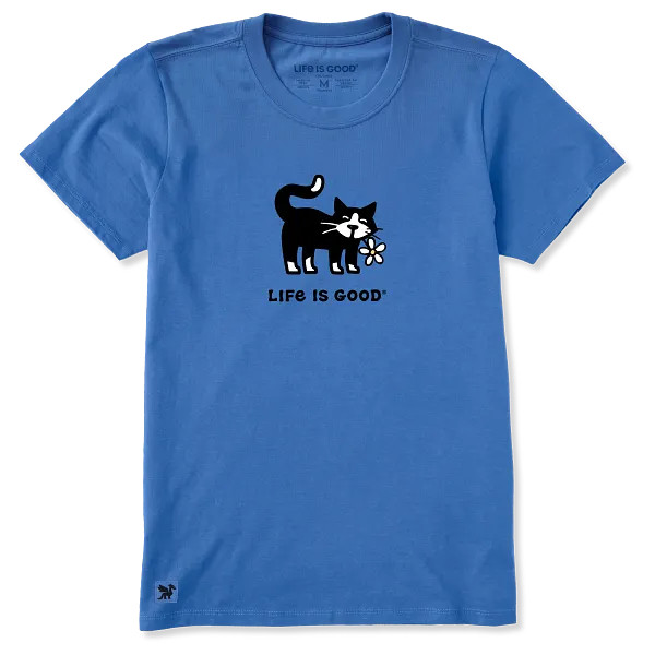 Life is Good. Women’s Tuxedo Cat Daisy Short Sleeve Crusher-LITE Tee