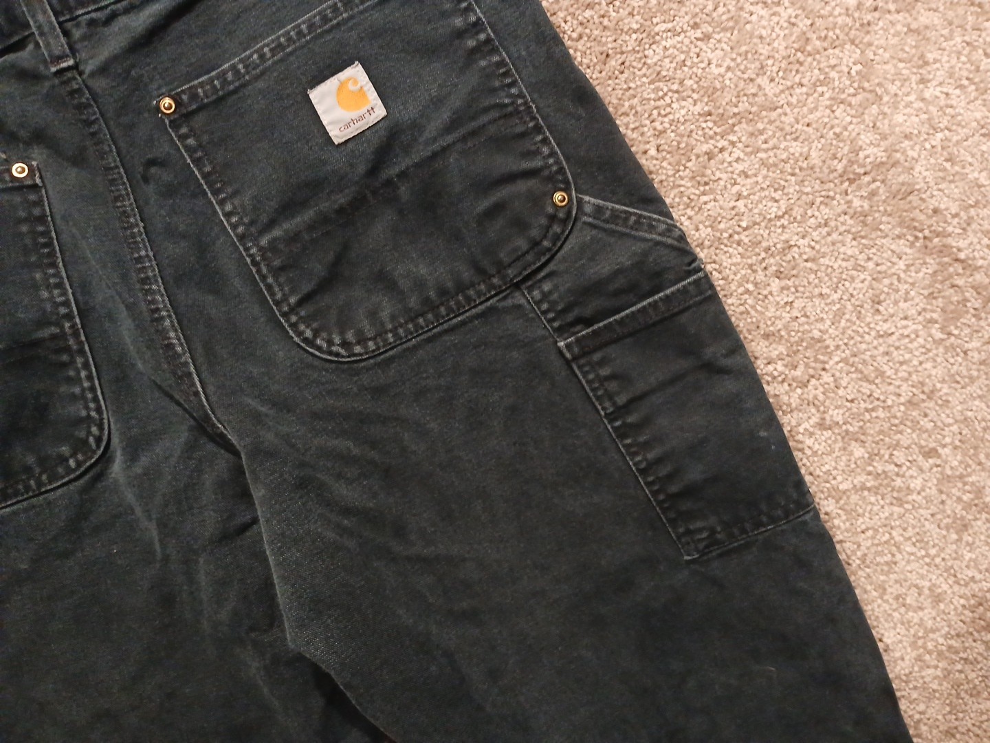 Vintage Carhartt B01 BLK Double Knee Pants USA Made Black 34×34