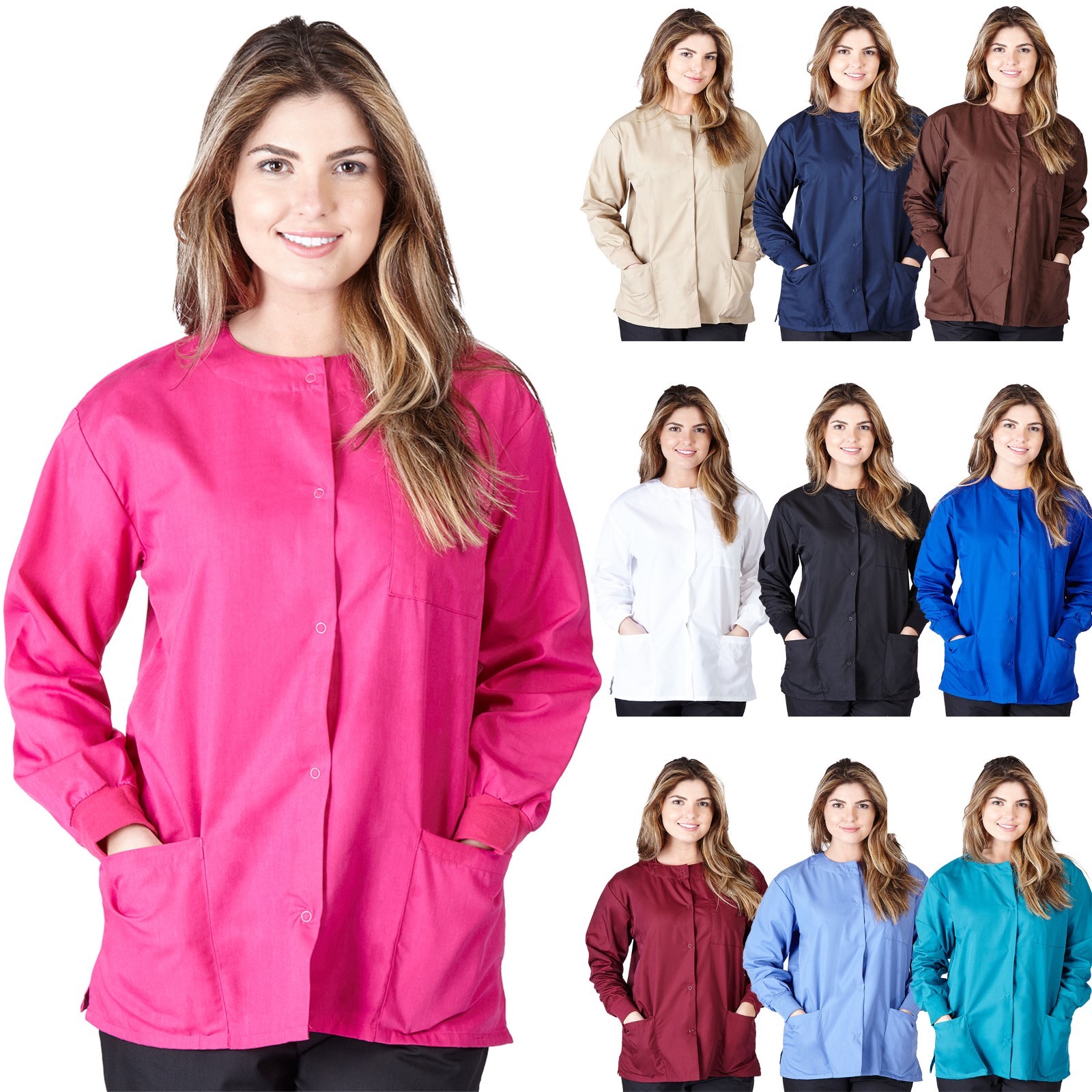 Medical Nursing NATURAL UNIFORMS Warm Up Top Scrubs Jackets Lab Coats for Women