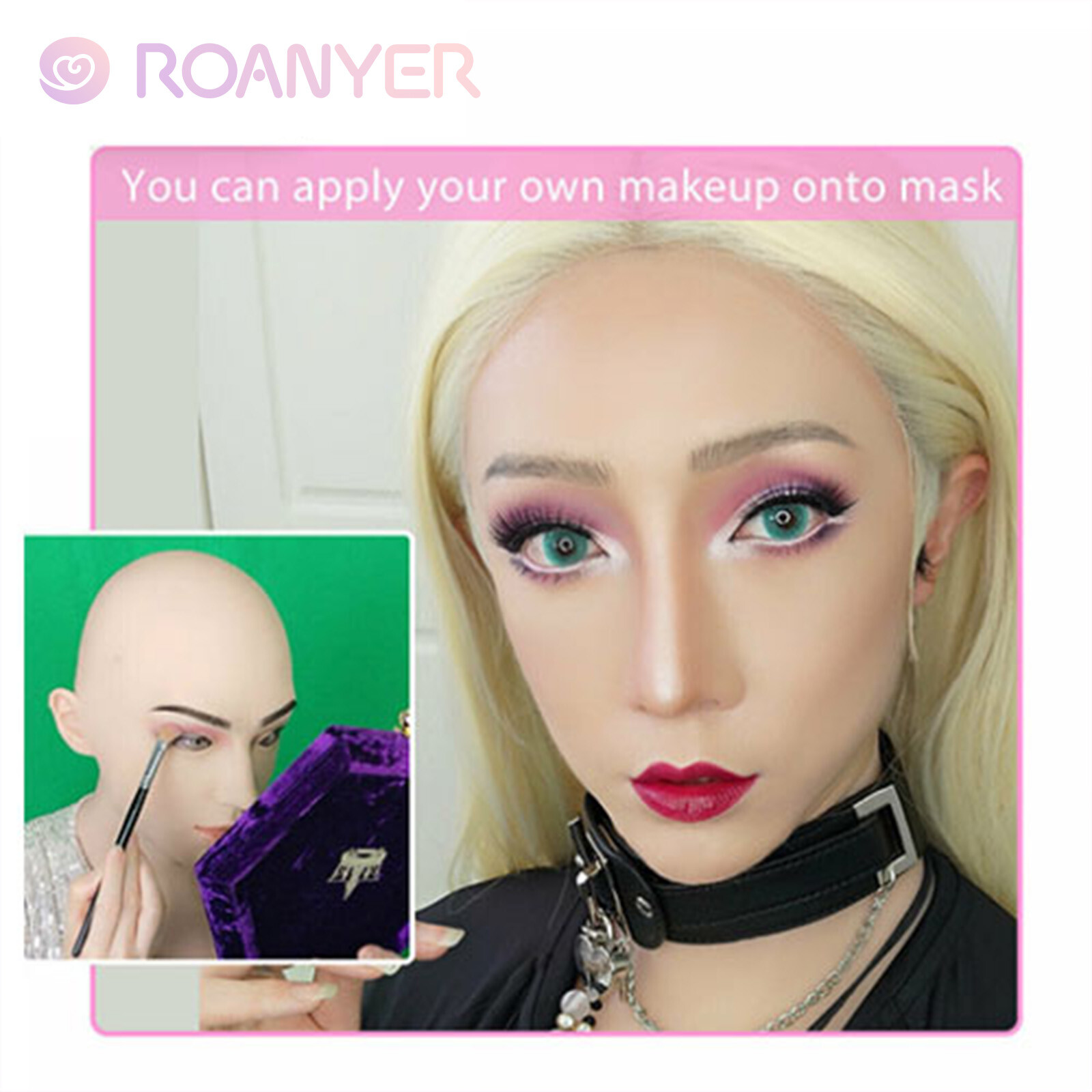 Roanyer Silicone May Mask with Breast Form Female Fake Face Crossdresser