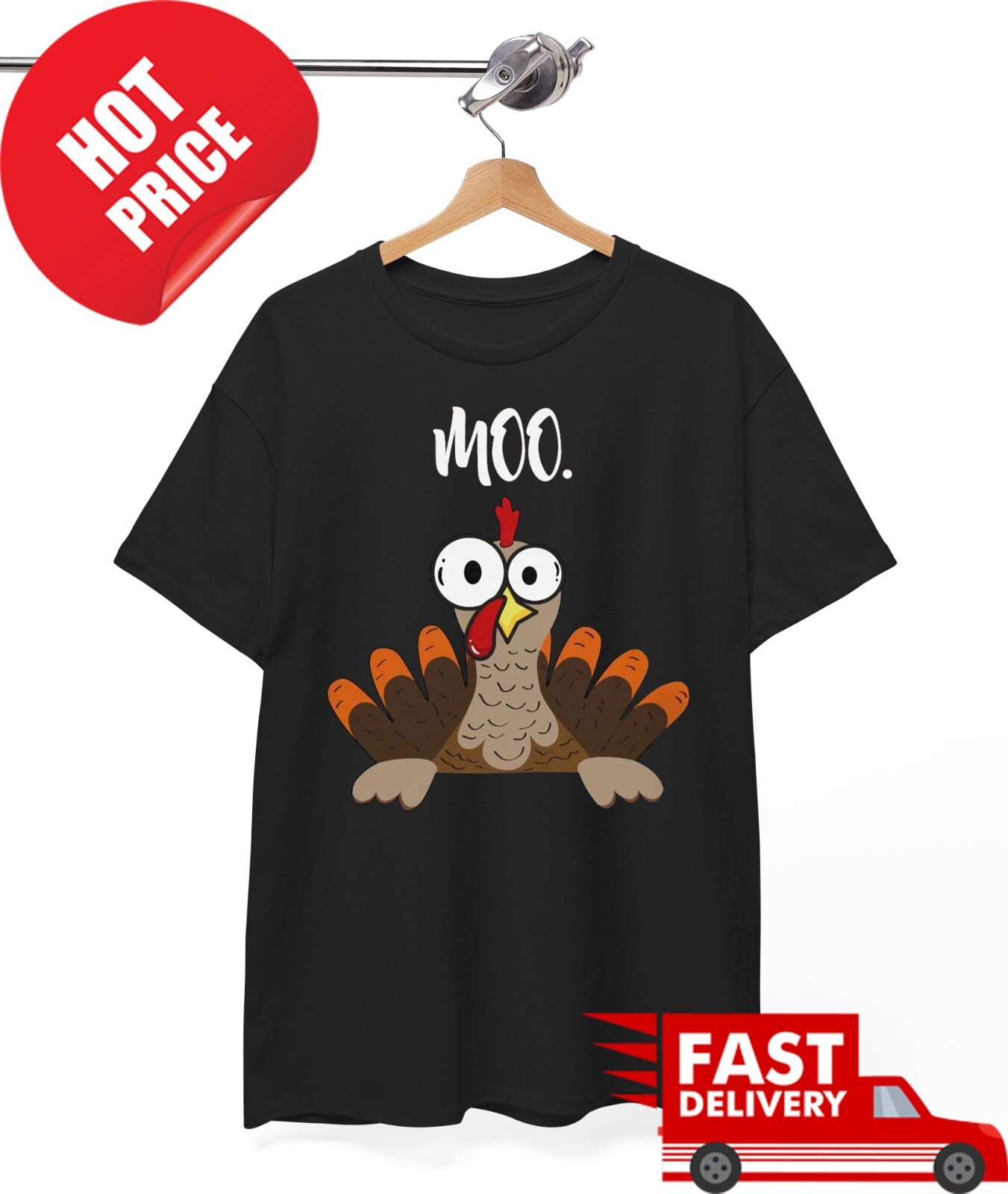 Funny Thanksgiving Turkey Moo T-Shirt F24005