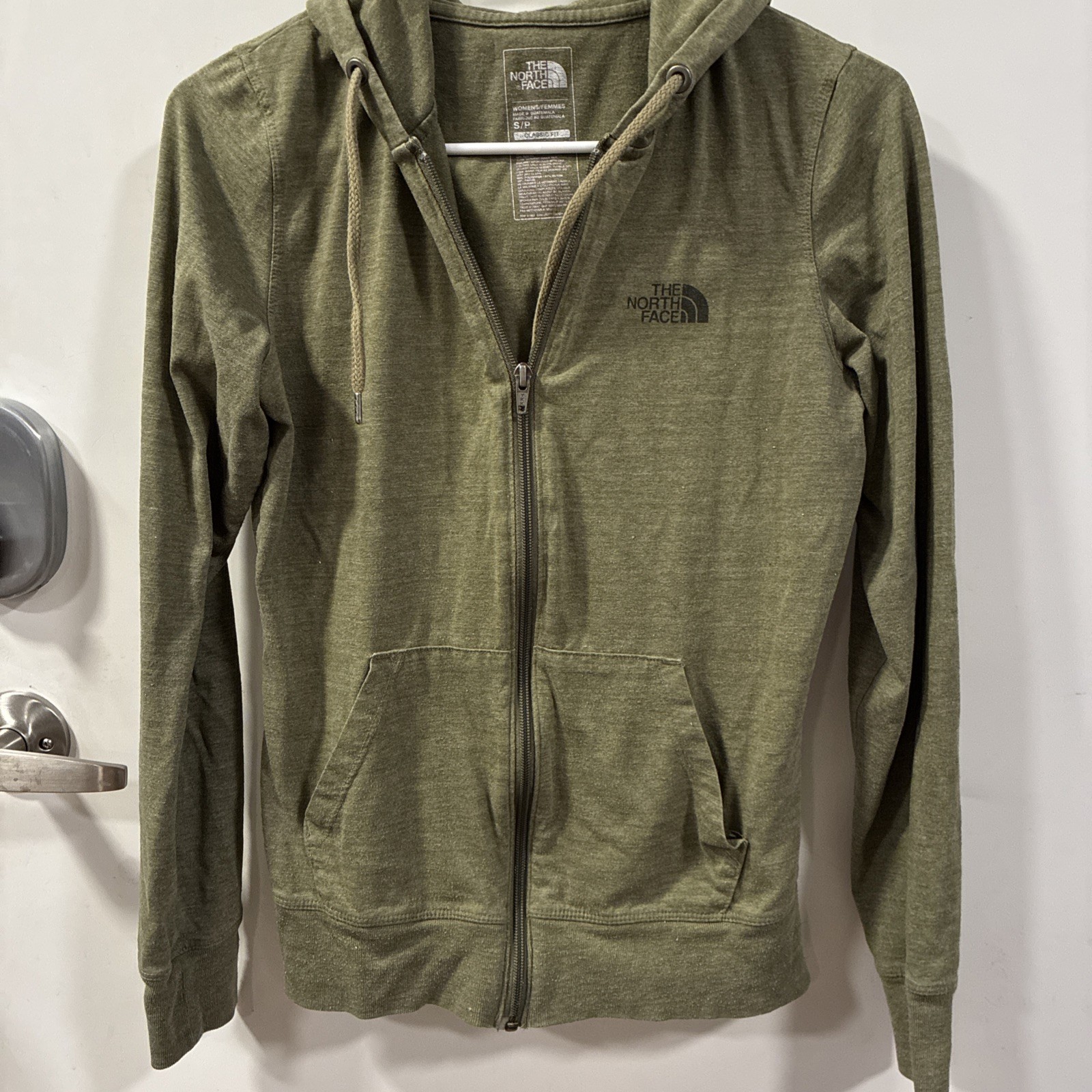 The North Face Women’s Jacket Standard Fit Hooded Full Zip Green Heathered Sz s