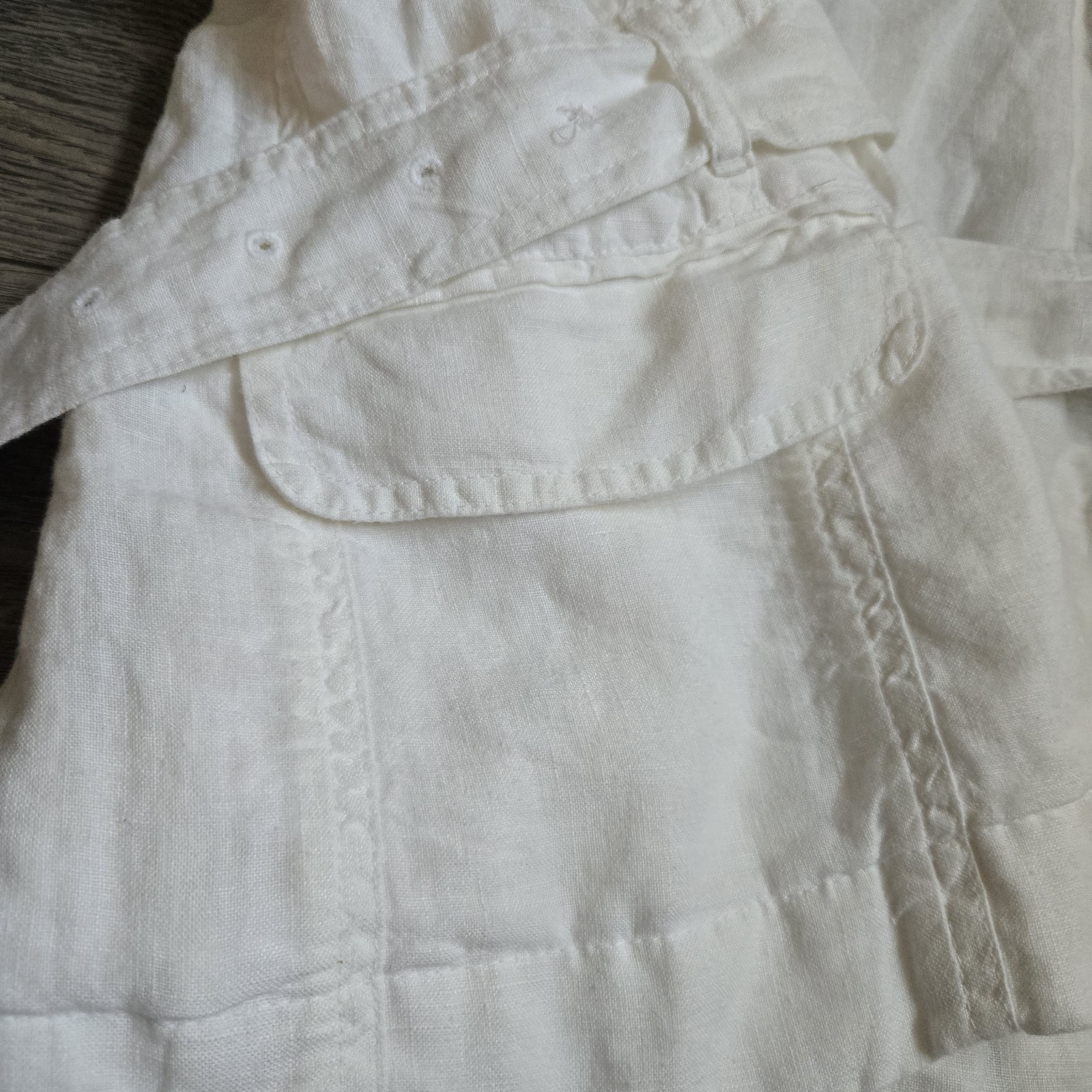 NWT Talbots 100% Pure Irish Linen Trench Jacket White Belted Safari Utility 16