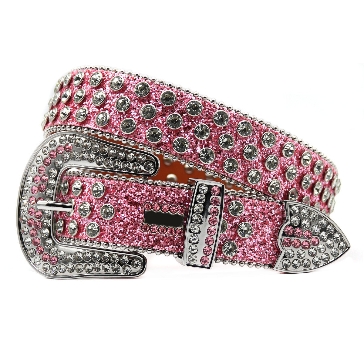 Western Rhinestone Belt for Women Men Rivet Studded Y2K Bling Leather Belts