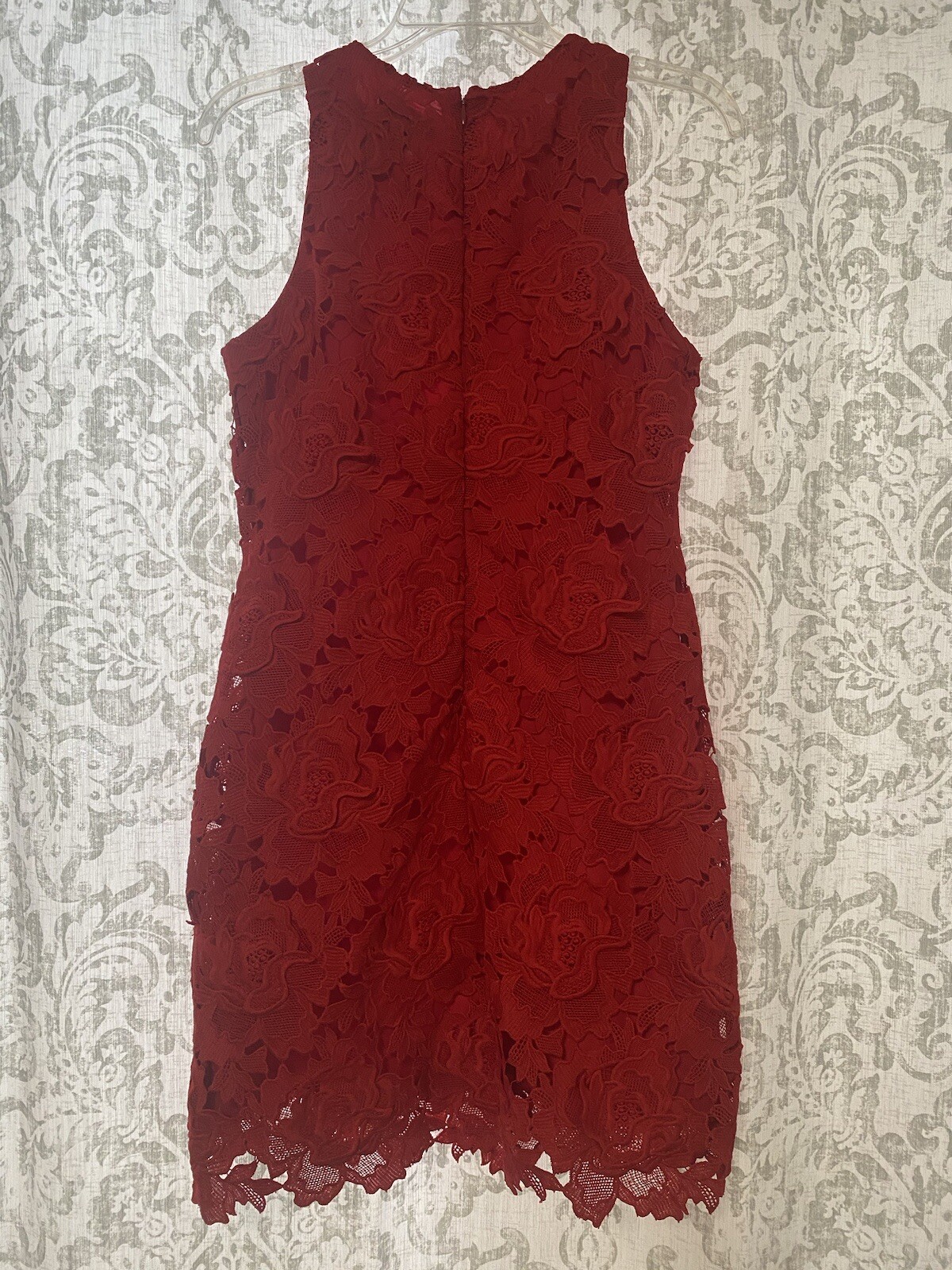 J Crew Collection Classic Lace Overlay Formal Holiday Event Sheath Dress Red 4