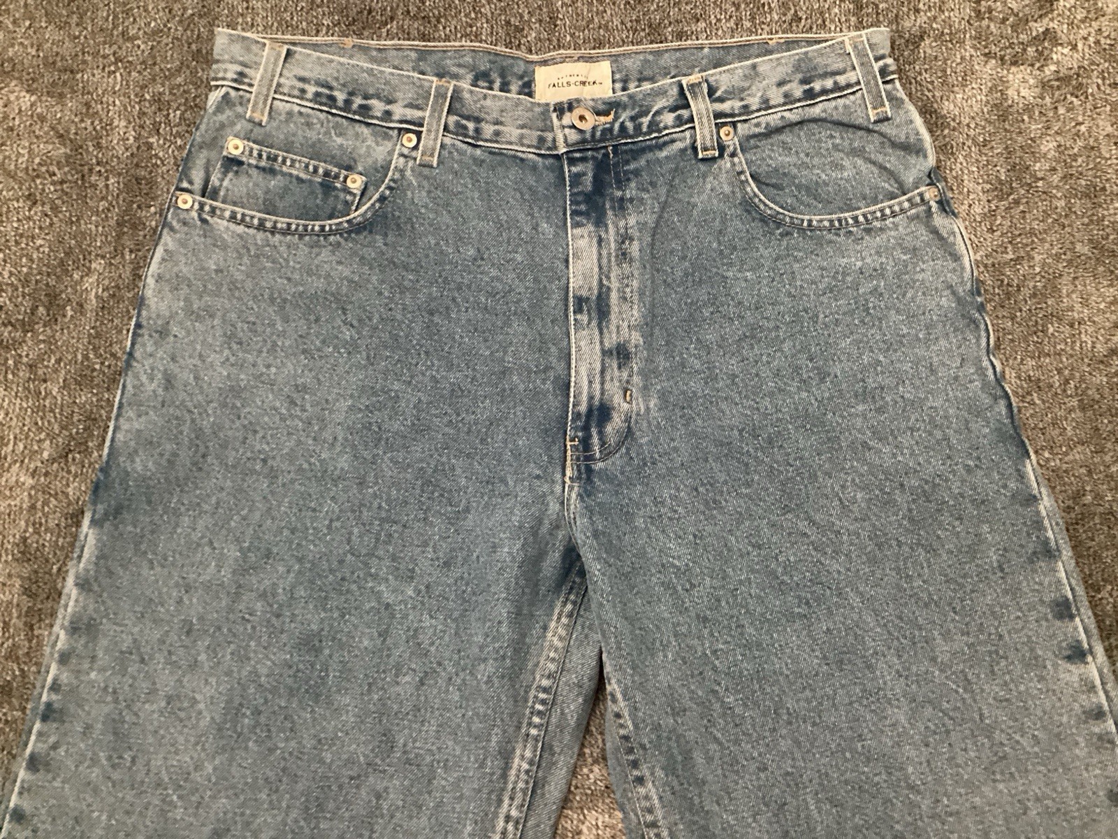 Falls Creek Relaxed Fit Jeans Mens Size 36×32 Cotton Stone Wash NEW