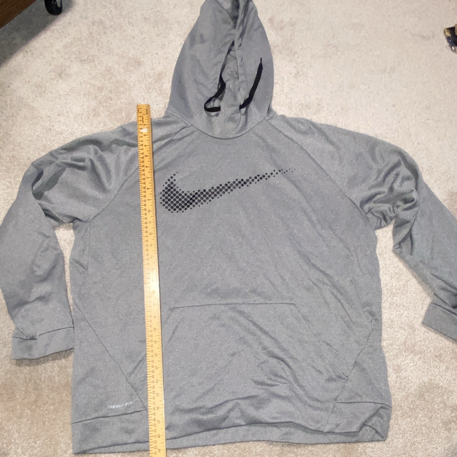 Nike Therma-FIT Gray Pullover Hoodie Men’s 2XL Hooded Pockets Logo