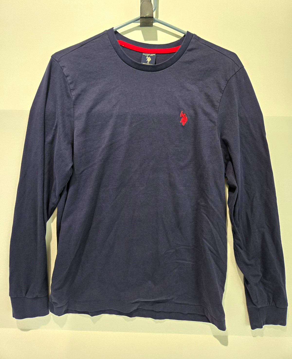 US Polo Assn. Men’s Blue Solid Knit Crew Neck Logo Pullover Sweater M Regular