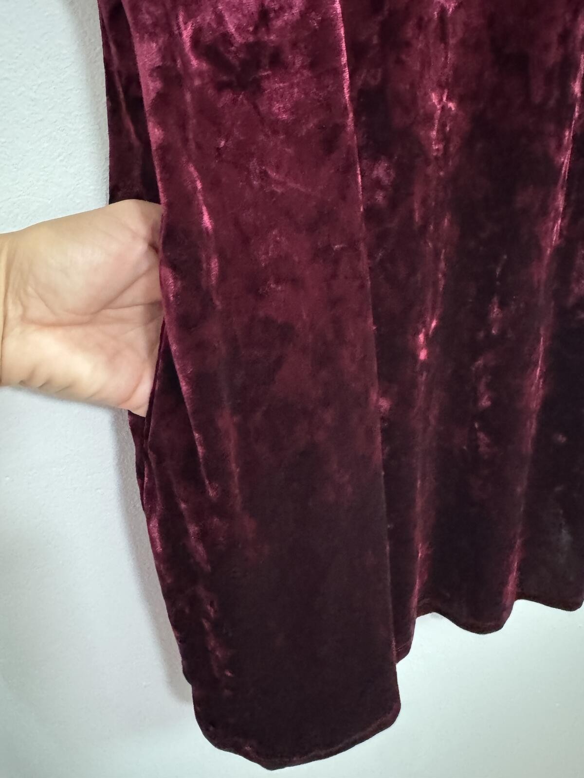 Z Supply Burgundy Crushed Velvet Shift Dress Large Open Back Tie Soft Goth