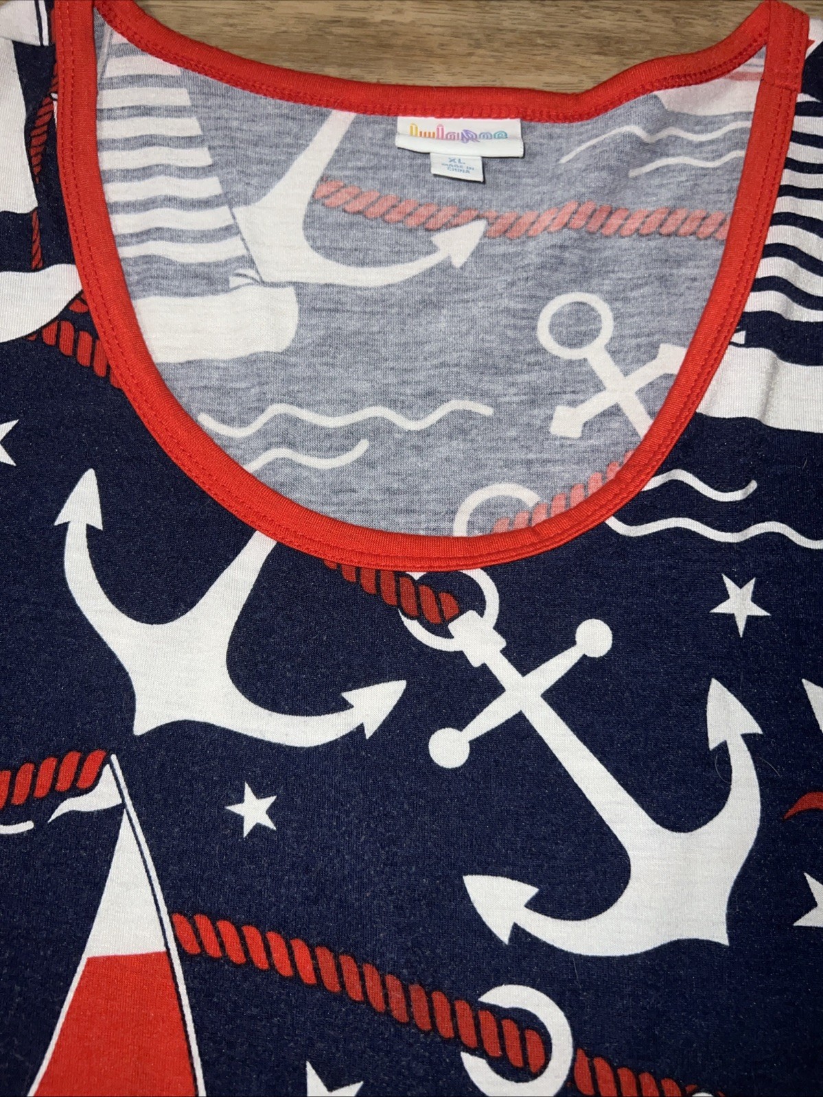 XL 18/20 16 LuLaRoe Nicki Dress Pockets Sleeveless Red/white/blue Anchor Sails