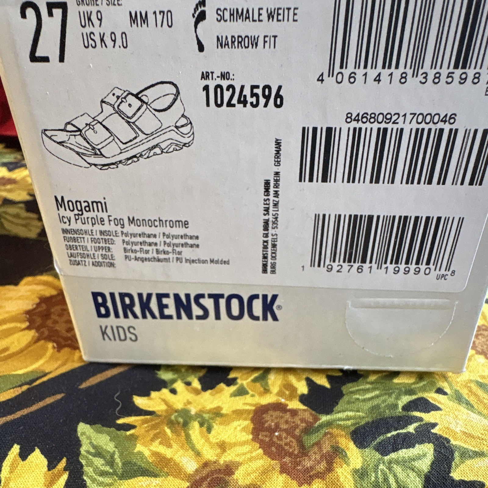Birkenstock Mogami Kids Purple Strappy Sandals US 9 EU 27 Narrow 1024596