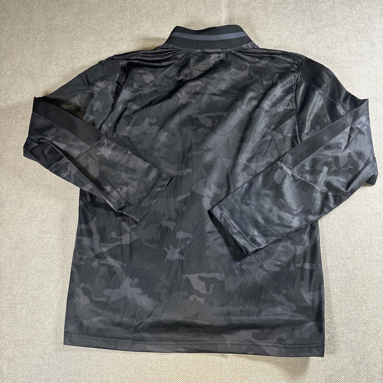 AND1 Mens Long Sleeve Mock Neck Full Zip Camouflage Black Track Jacket Large