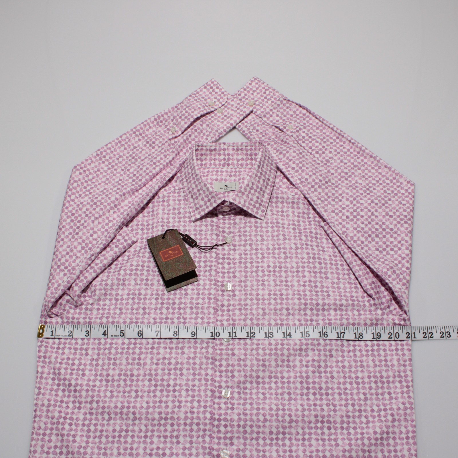 Etro NWT Dress Shirt Size 39 (M US) in Pink & White Paisley Print Cotton Blend