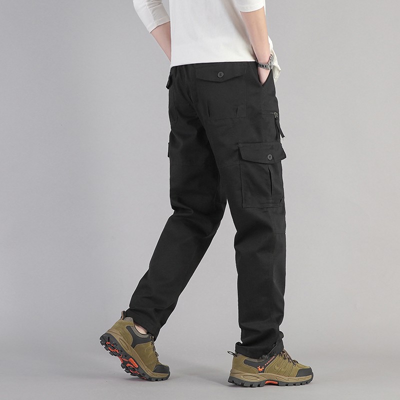 US Mens Cargo Pants Cotton Work Pants Elastic Waist Tactical Outdoor Combat XL