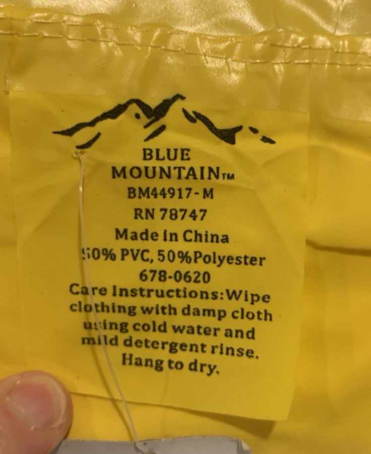 Yellow “Blue Mountain” Adult Unisex PVC & Polyester Raincoat Size M *New w/Flaws