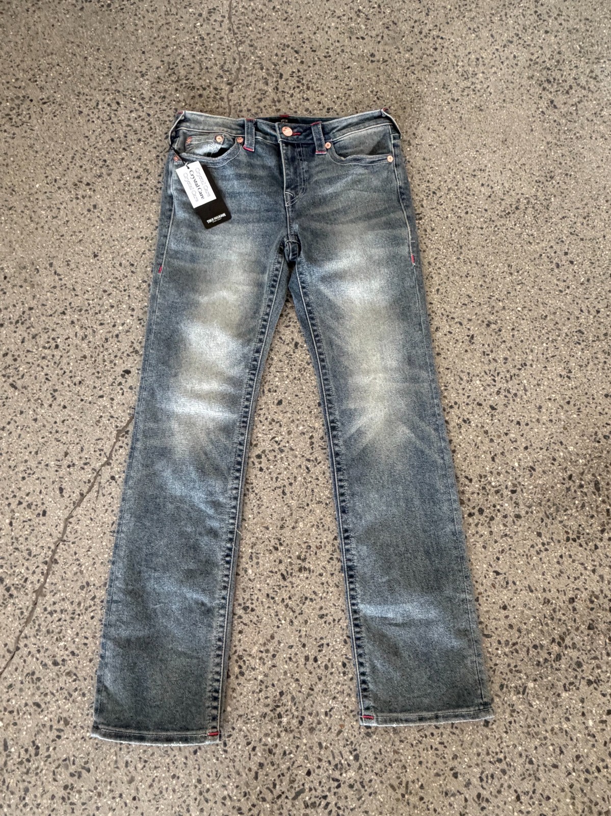 Women’s Billie Mid Rise Crystal Cherry Straight Leg True Religion Jeans Size 30