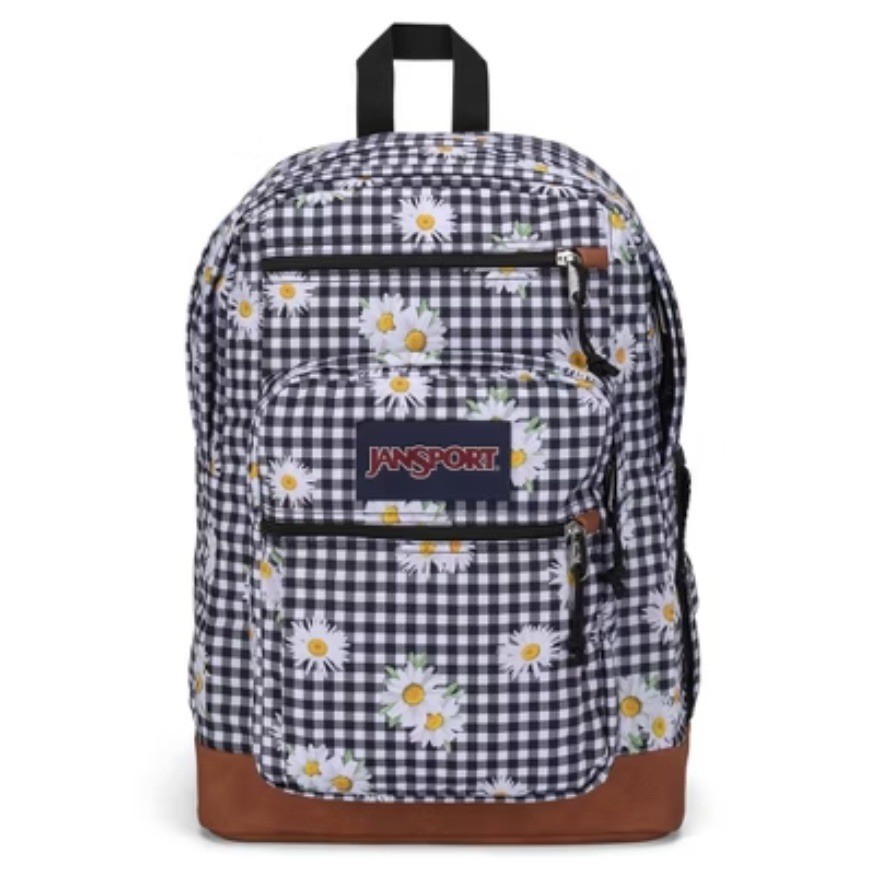 JanSport Cool Student Backpack Kids OS Black White Daisy Gingham Floral Bag