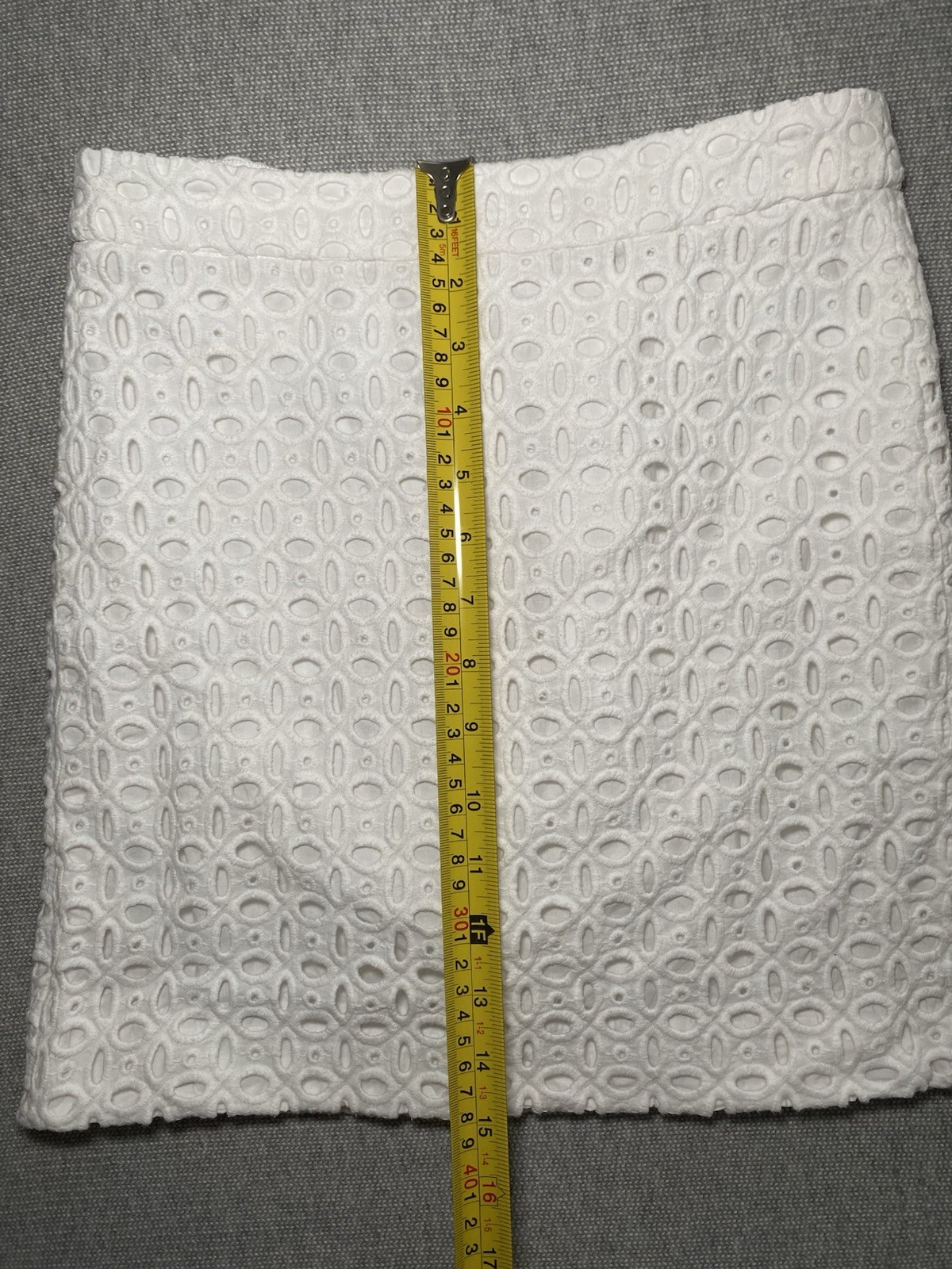 J.Crew Factory Embroidered Eyelet Short Mini Pencil Skirt Womens 00 White