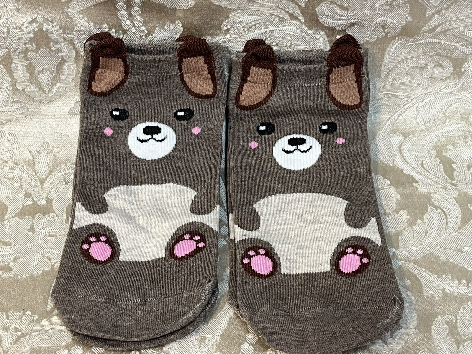 Women’s Cute Cartoon Dog W/ Ears Pattern Ankle Socks Fashion Sock Set Of 2