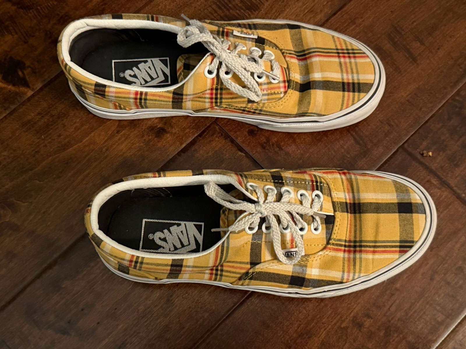 VANS Era Plaid Skate Shoes Yellow & White Men 6.5 Women 8 Sneakers Casual