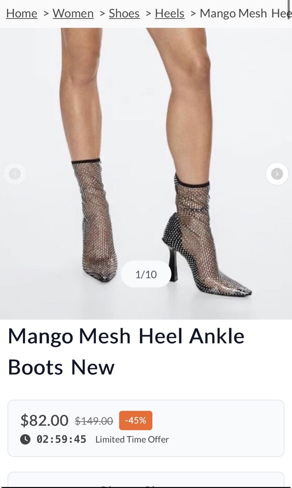 Mango Boots Ancle Women’s Size 9 Black
