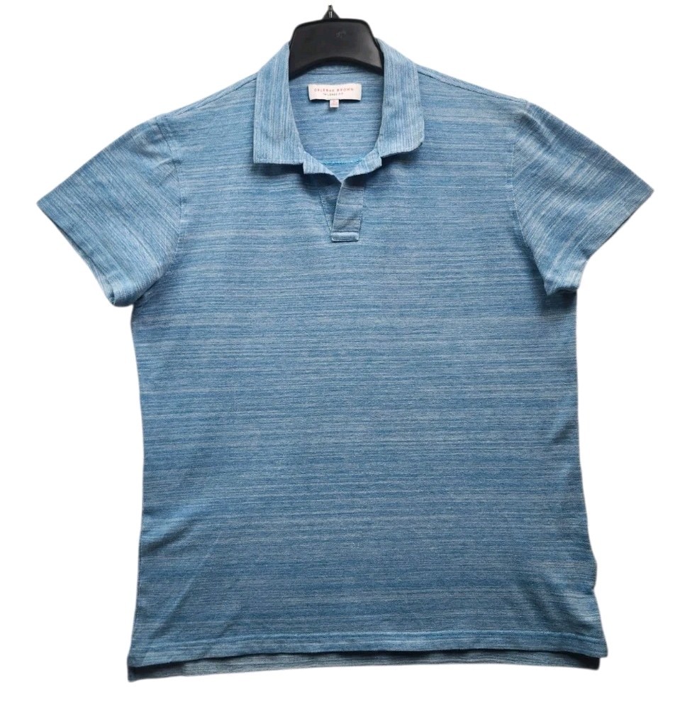 Orlebar Brown *Tailored Fit Felix Polo Shirt Blue Slub Cotton Men’s XL Portugal