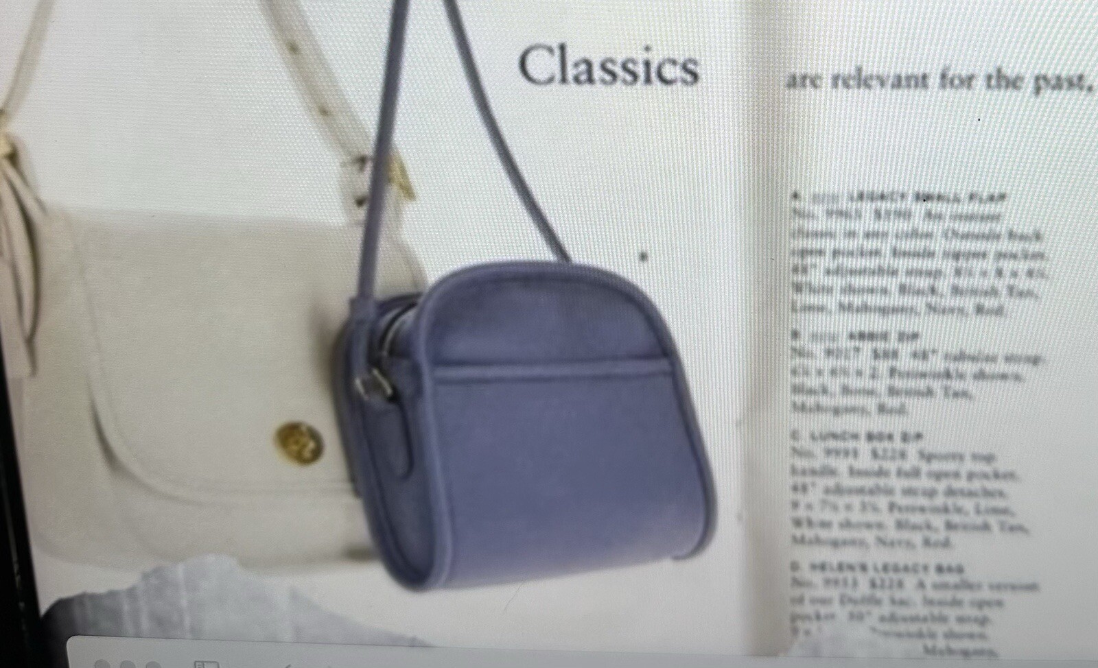 COACH VINTAGE PERIWINKLE BLUE ABBIE ZIP CROSSBODY BAG USA 9017 90’S