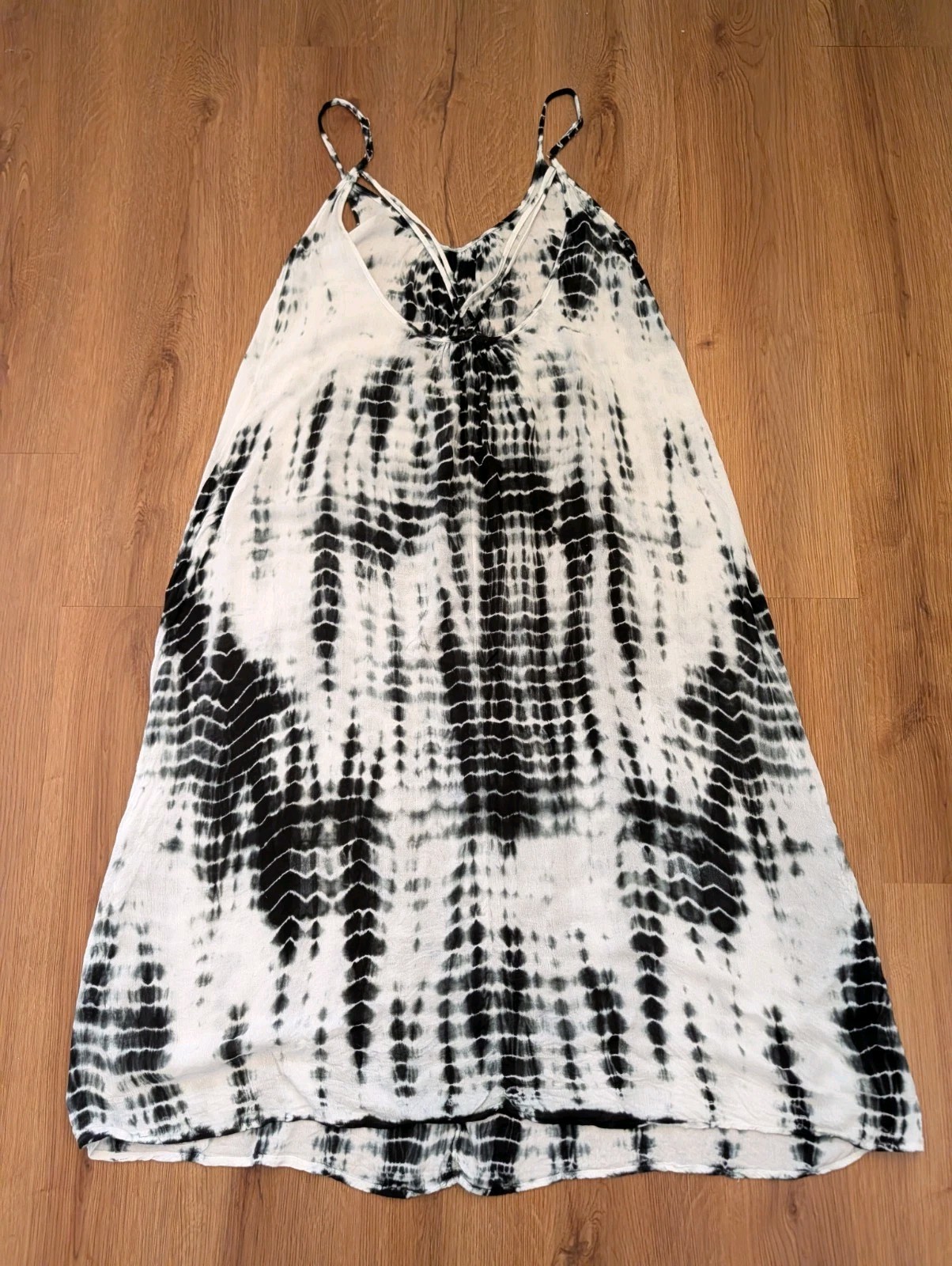 Raviya Oversize Black & White Tie Dye Maxi Dress Size S Boho Beach Whimsy Flowy