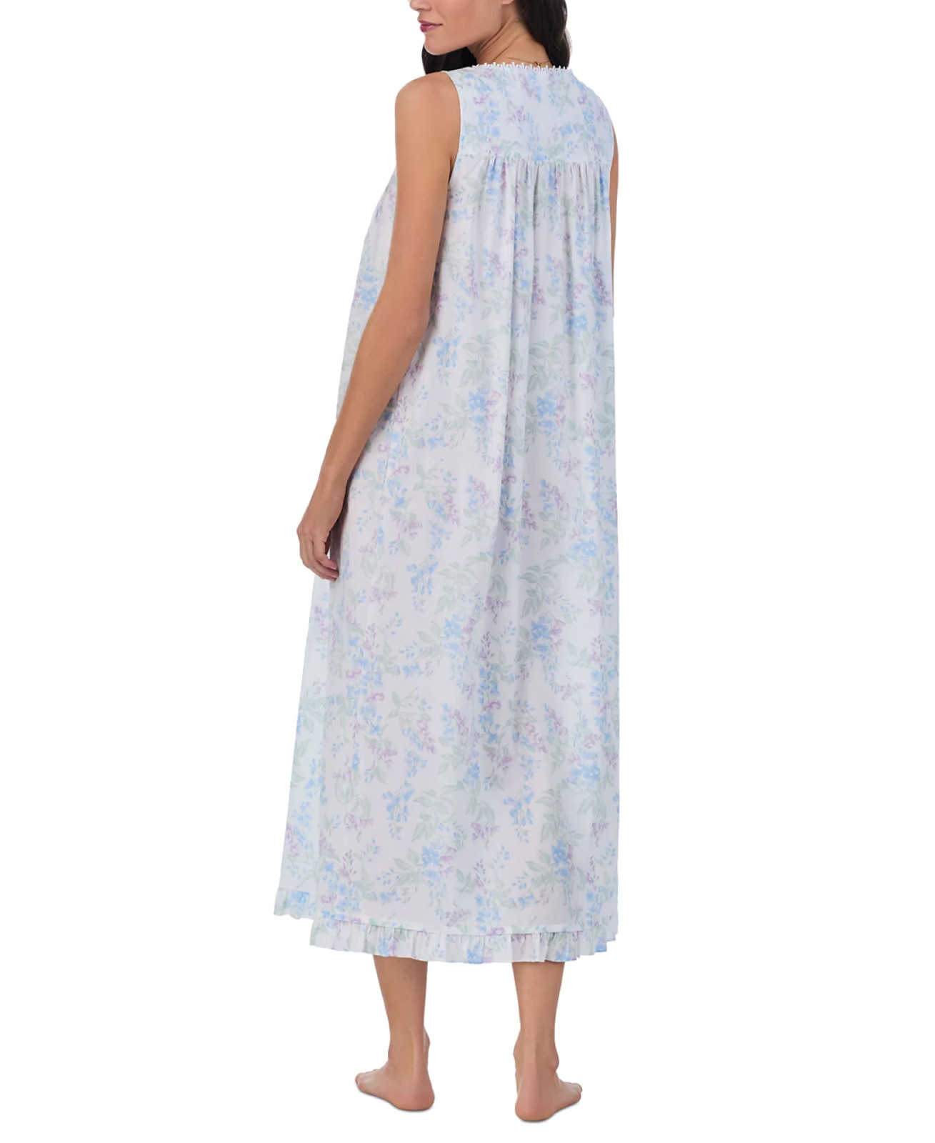 Nwt $72 Eileen West WATERCOLOR Sleeveless COTTON LAWN Long Ballet Nightgown Sz M