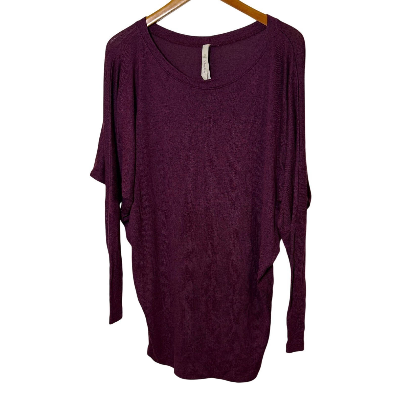 Natural Life Women Sweater Plum Purple M Heathered Dolman Sleeve Relaxed Knit