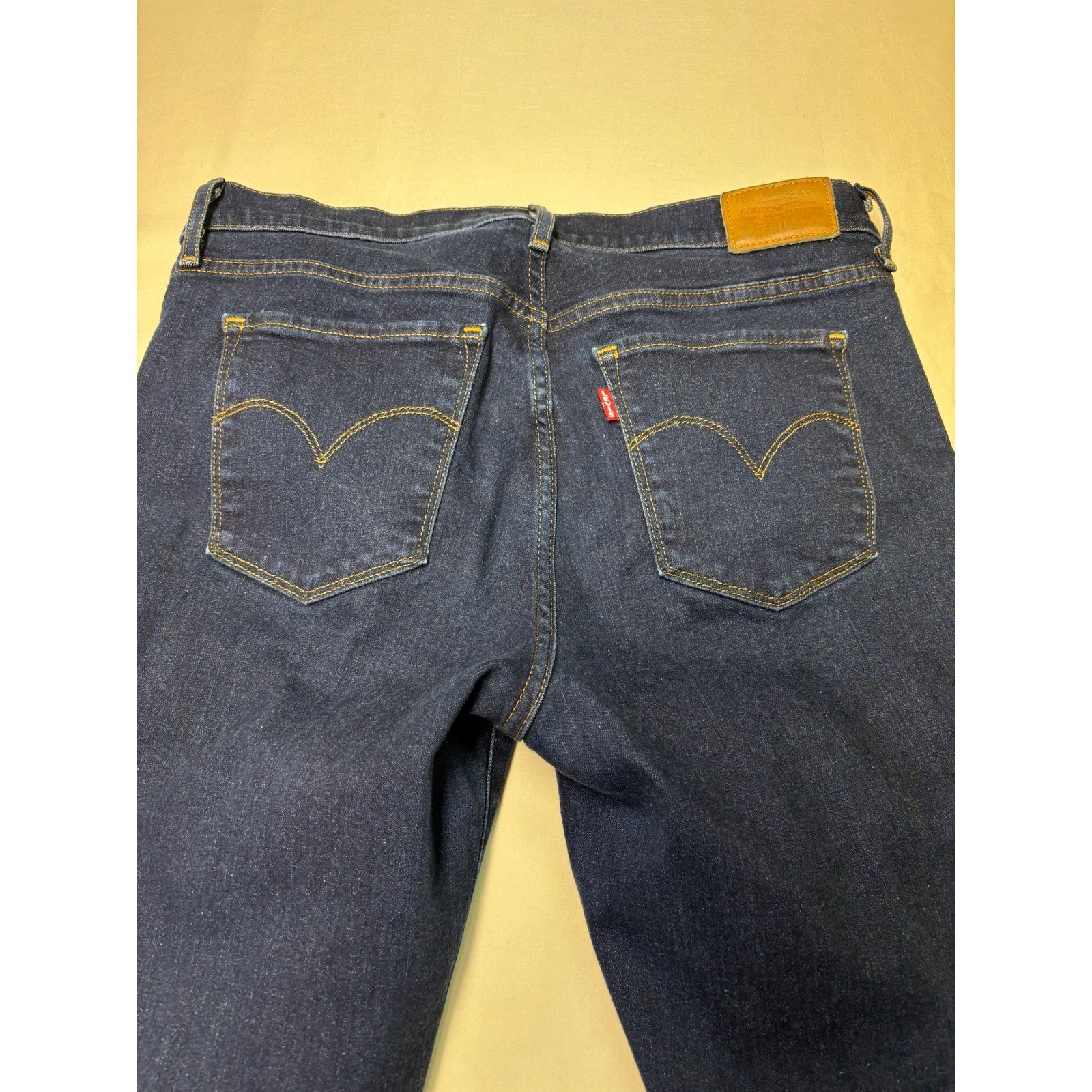 Levi Strauss Premium Big E 314 Shaping Straight Dark Denim Jeans Women 33X31