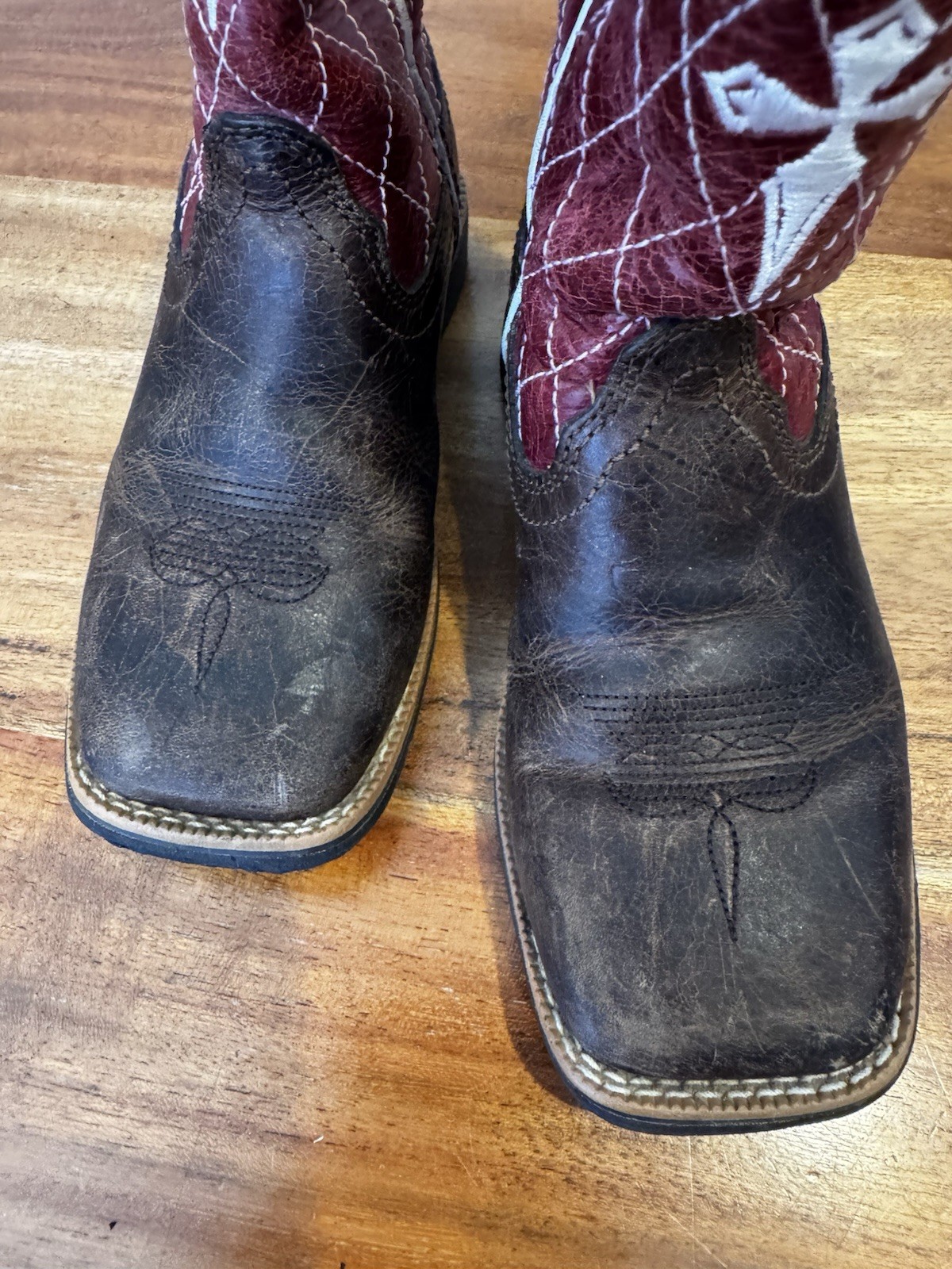 Twisted X Cross Boots Western Leather Red Brown Little Boys 8.5 M