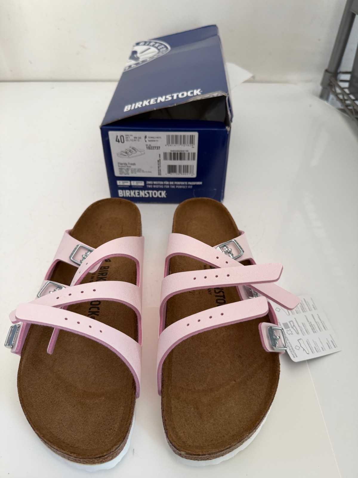 NEW BIRKENSTOCK FLORIDA FRESH BRUSHED ROSE SANDALS SIZE 40 U.S. 9
