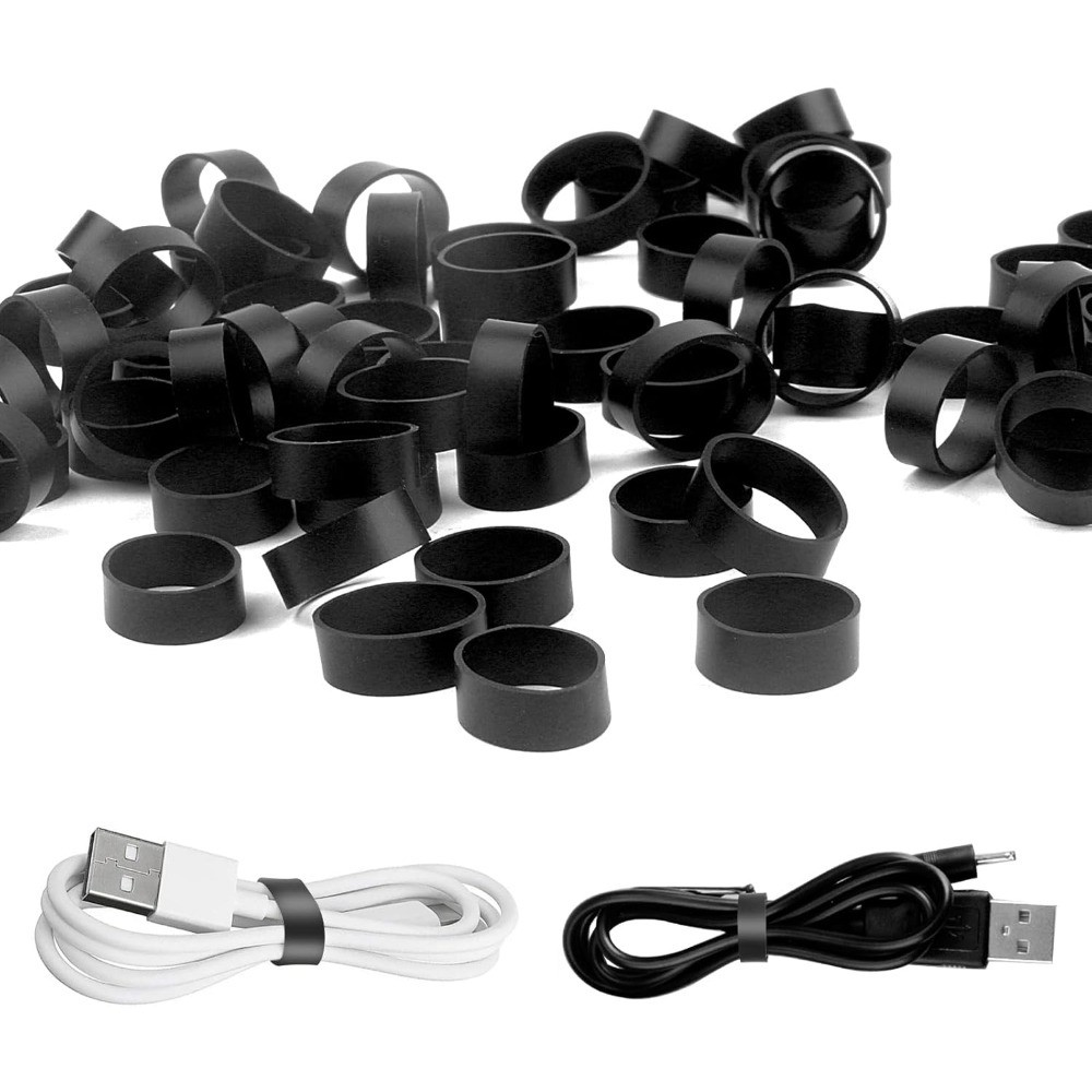 Silicone Rubber Bands 100 PCS Small Black Elastic Bands Heavy Duty Non Slip