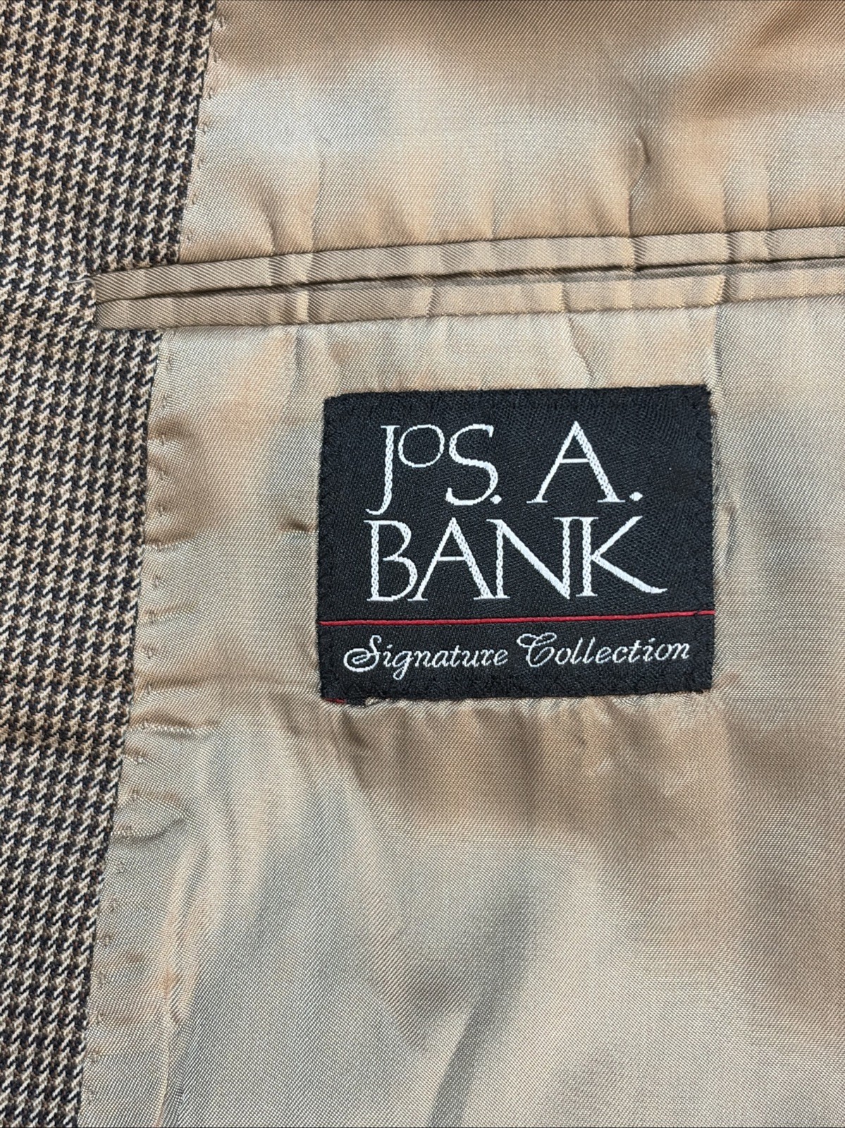 Jos A Bank Blazer 54R Brown Houndstooth 100% Wool Signature Sports Coat