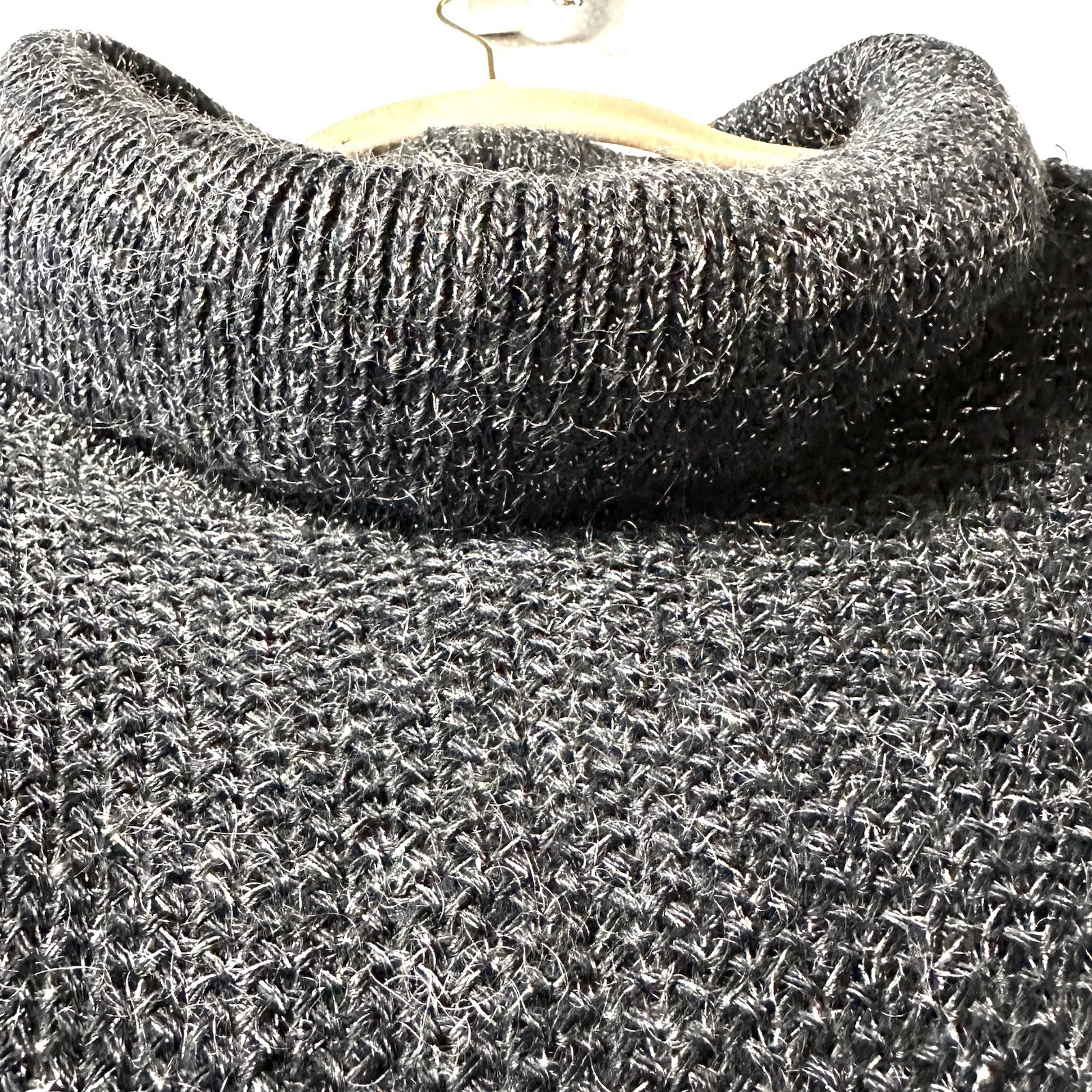 Diane Von Furstenberg 1X Sweater Metallic Mohair Crowl Black Silver Vintage