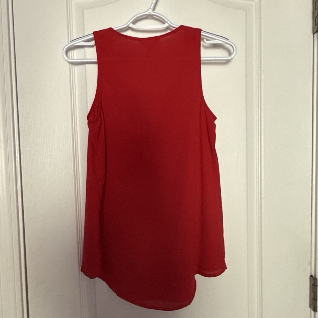 Candie’s Women’s Red Sheer V-Neck Sleeveless Pullover Tank Top Regular XS