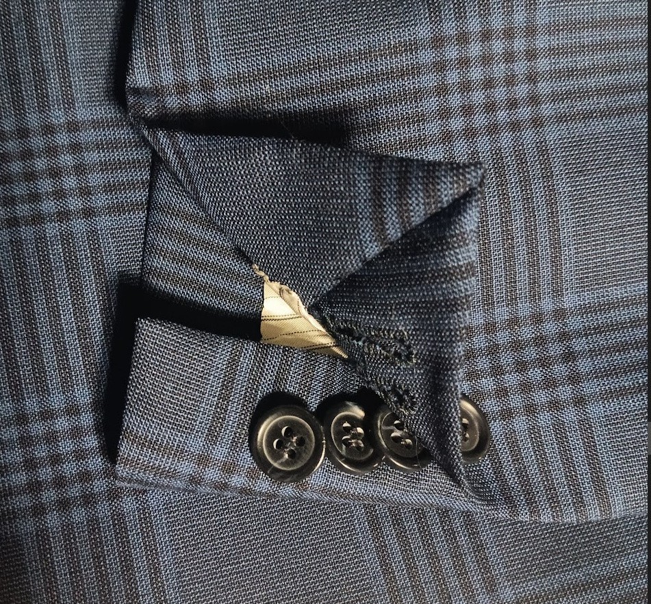 David August Blue Plaid Sport Coat Dual Vents Surgeon Cuffs 44XL