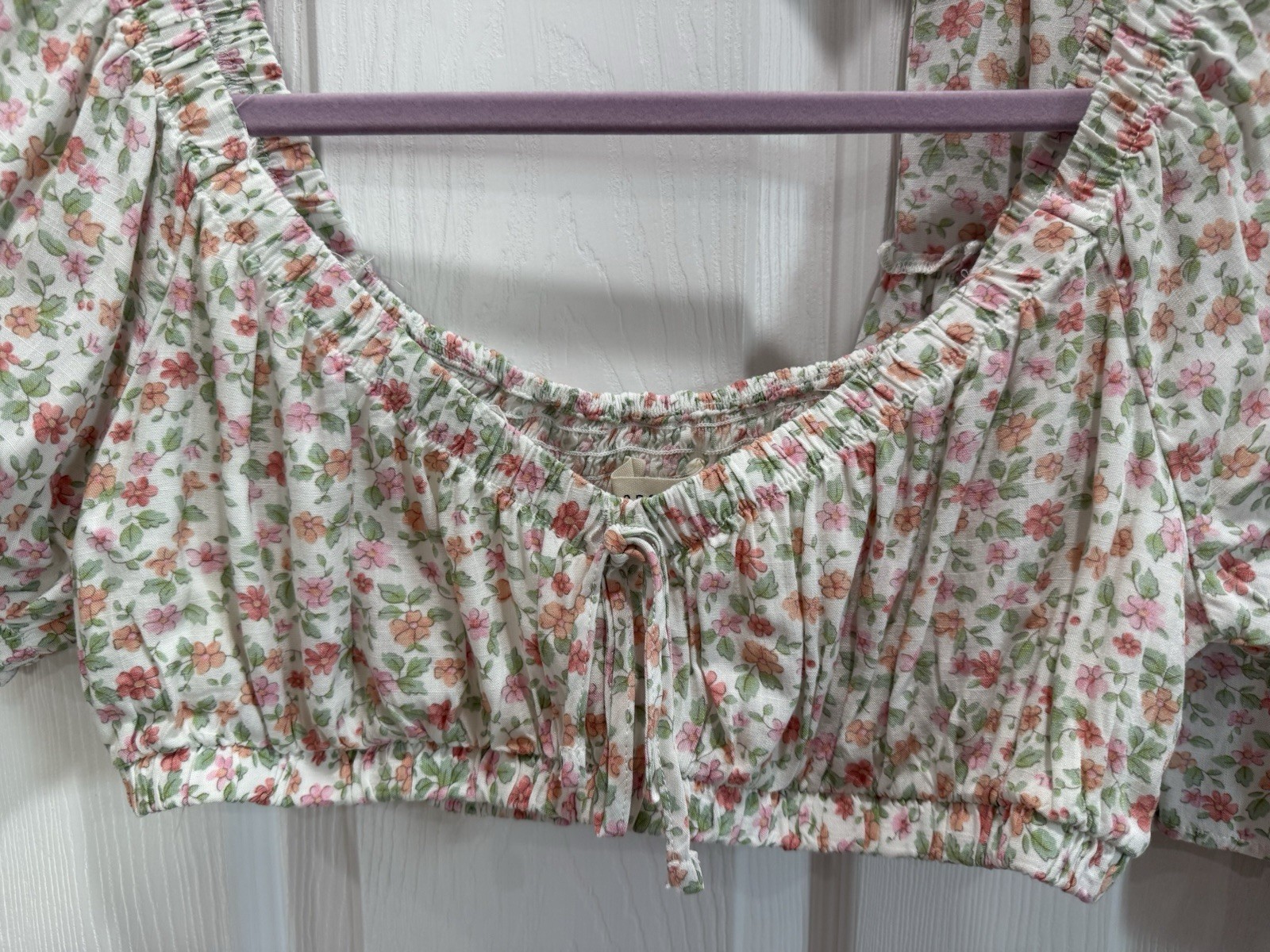 Aéropostale Women’s M Floral 2pc Crop Top & Shorts Set Smocked Ruffle Tie
