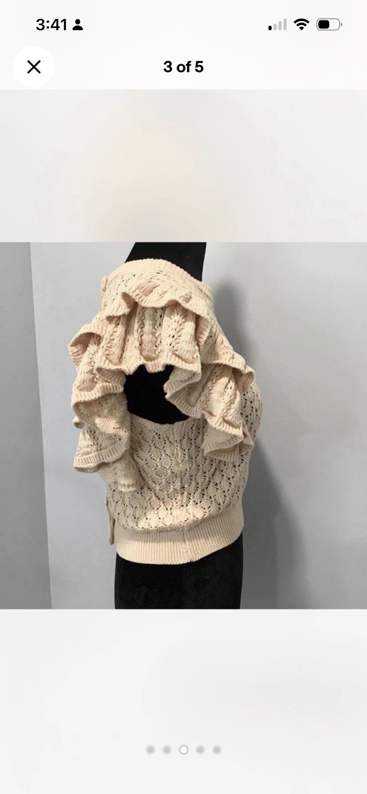 Beige ruffle LFD crochet top small
