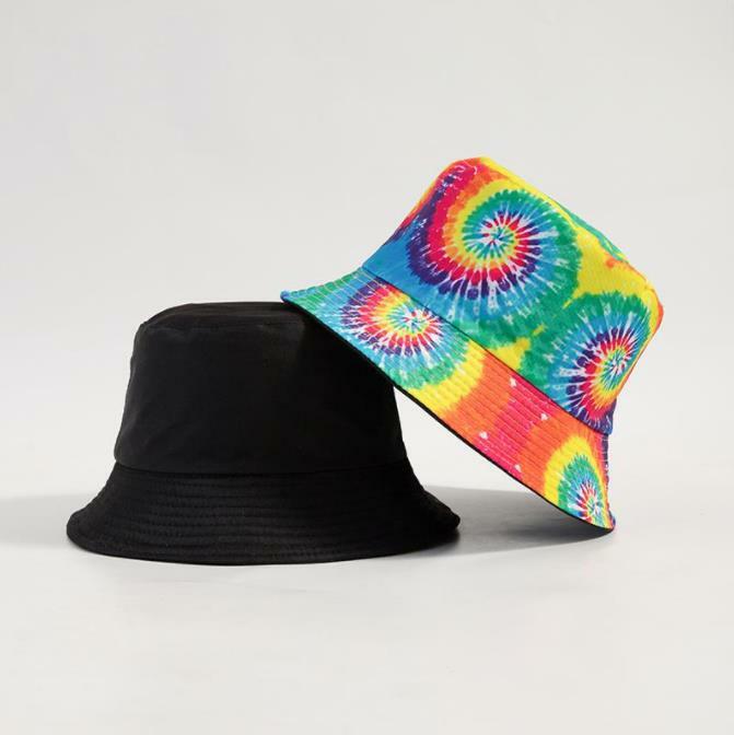 Tie-Dye Bucket Hat Cap Double-sided Bucket Hat Fisherman’s Cap Men Women Cotton