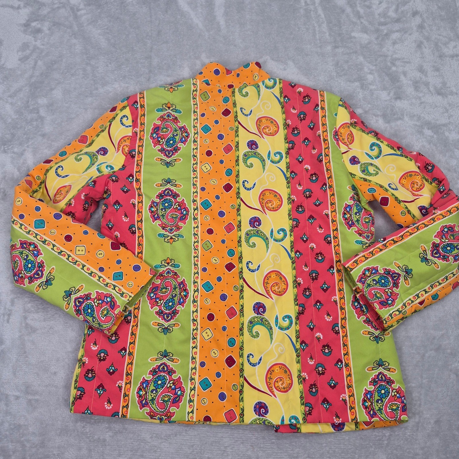 KORET Colorful Paisley Print Button Quilted Blazer Jacket Womens S Grandma House