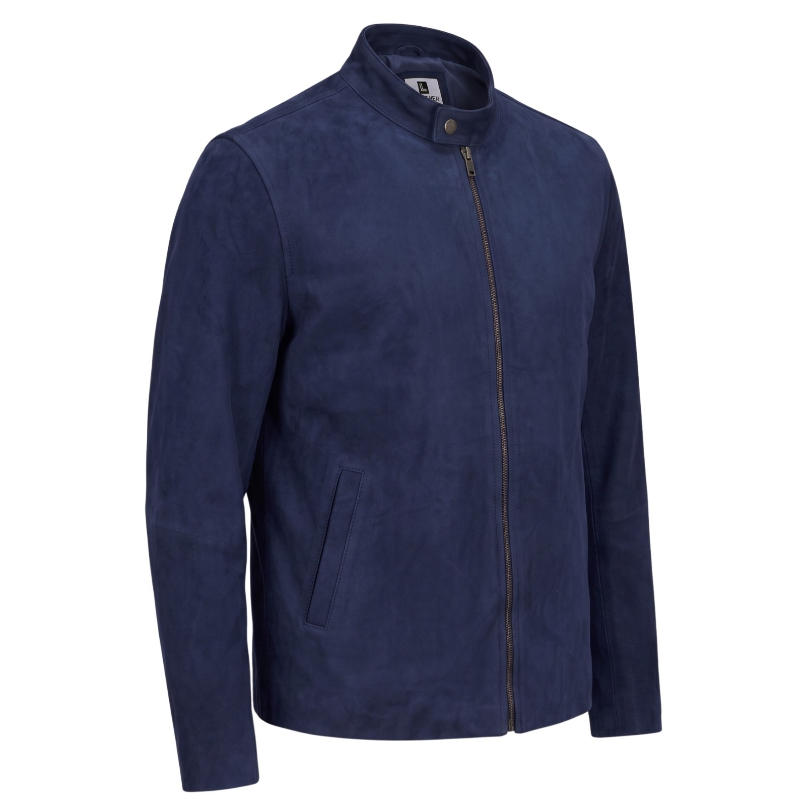 Men’s Navy Blue Suede Leather Motorcycle Jacket – Slim Fit Style Biker Jacket