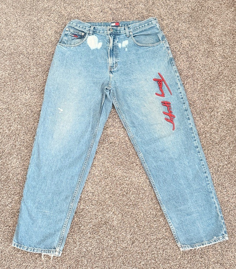Tommy Hilfiger Jeans W36 L32 Vintage 90s Spellout Denim Streetwear