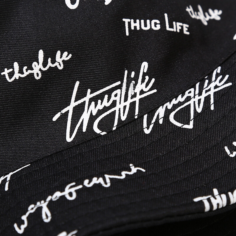Graffiti Letter Bucket Hat Cap Double-sided Fisherman’s Cap Men Women Cotton