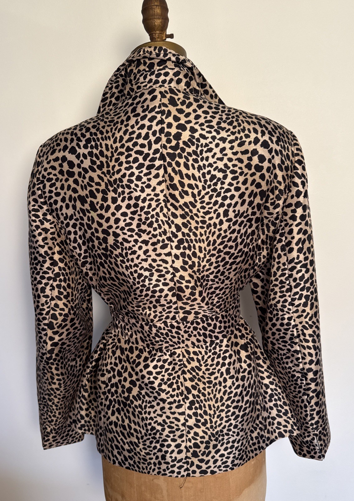 Vintage Y2K Le Suit Leopard Jacket Waist Tie Sash Belt L Classic Capsule Chic