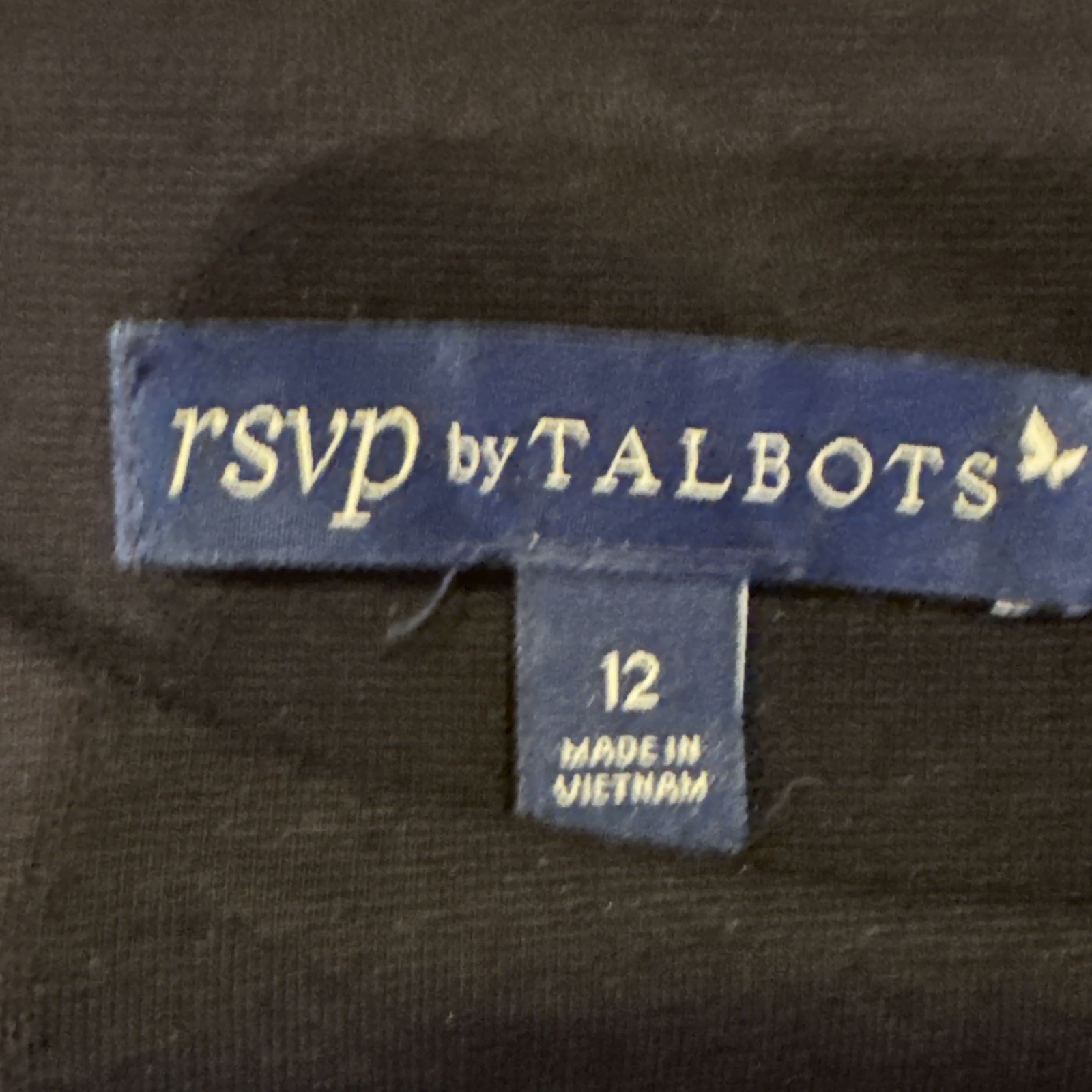 RSVP by Talbots Black Fit & Flare Midi Dress 12 Short Sleeve Eyelet Hem